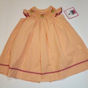 Castles And Crown boutique smocked dress sz 18-24 orange gingham summer